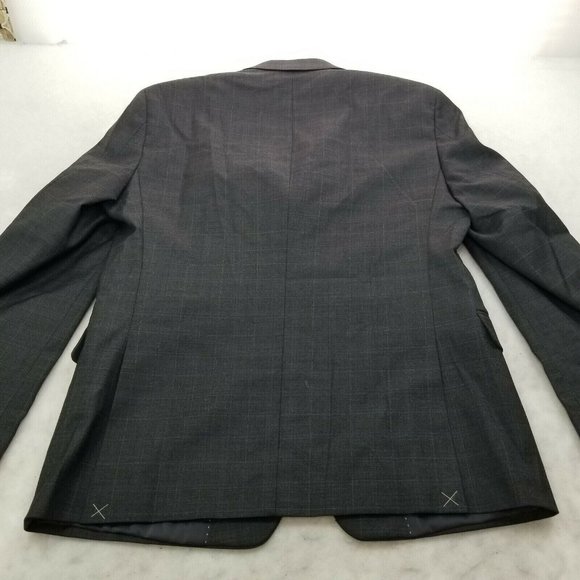 Tommy Hilfiger Grey Sharkskin Windowpane Stretch Classic Fit Suit Coat 40S $450 - Picture 11 of 11